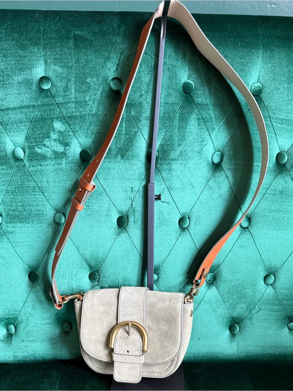 J.Crew NWT Italian Suede Buckle Crossbody Bag Olive Green J7204